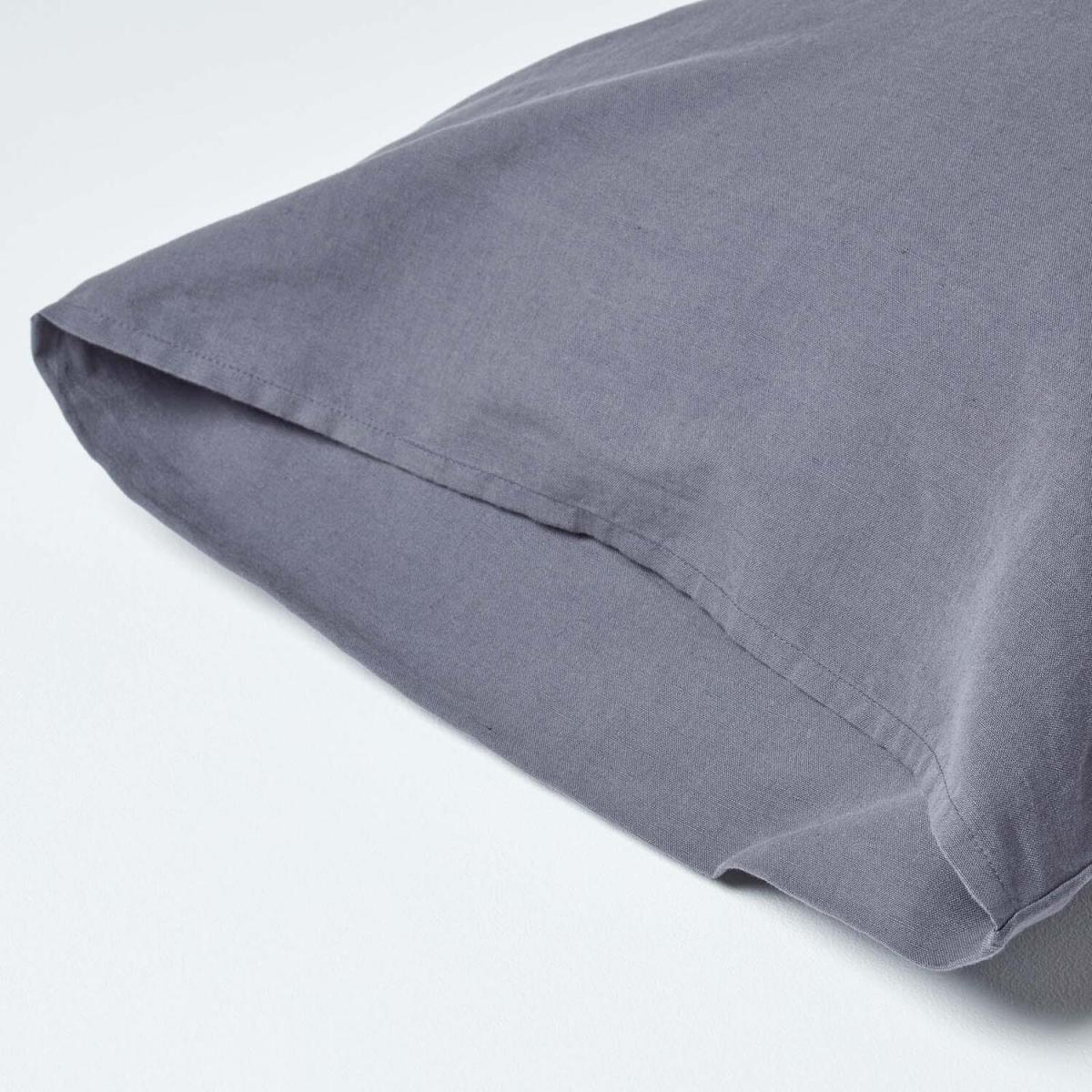 Homescapes Linen Kingsize Pillowcase, Housewife Style - Dark Grey – image 1
