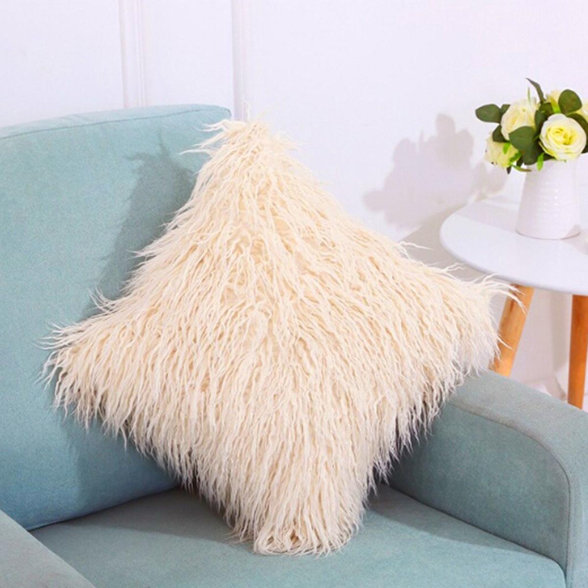 Shaggy Plush Faux Fur Decorative Pillowcase with Zipper Closure - Pink – image 7