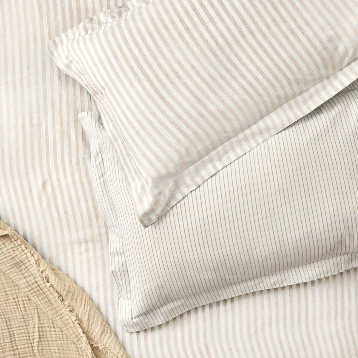 Hebden Melange Stripe Pillowcase Pair - Natural
