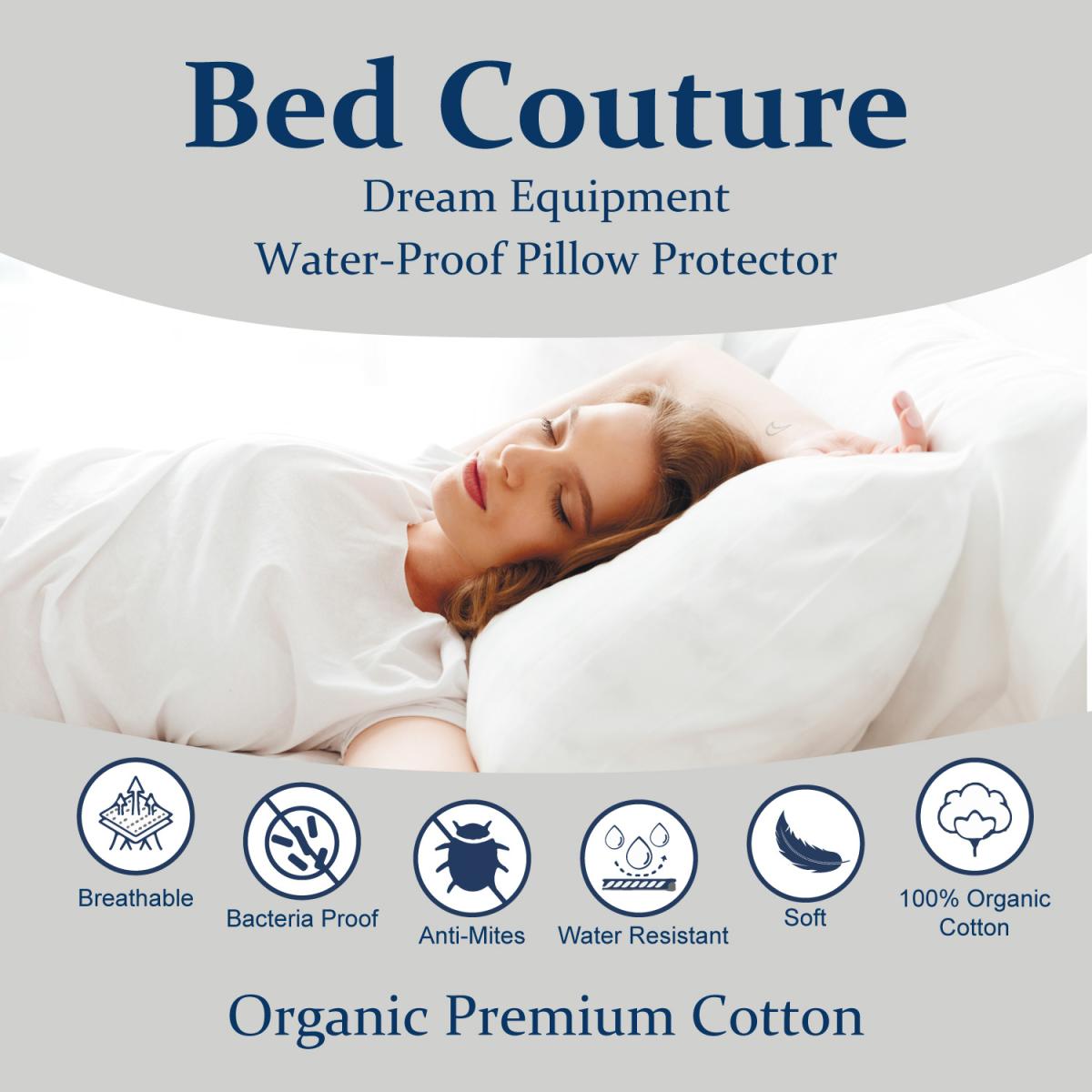 Pillow Protectors Waterproof High Quality - Cream / Organic Premium Cotton / 80cm – image 3