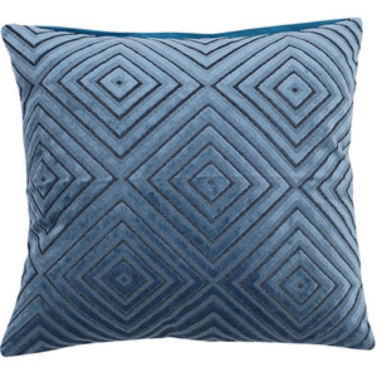 Cotton Linen Flocking Diamond Throw Pillow Cover - Blue – image 7