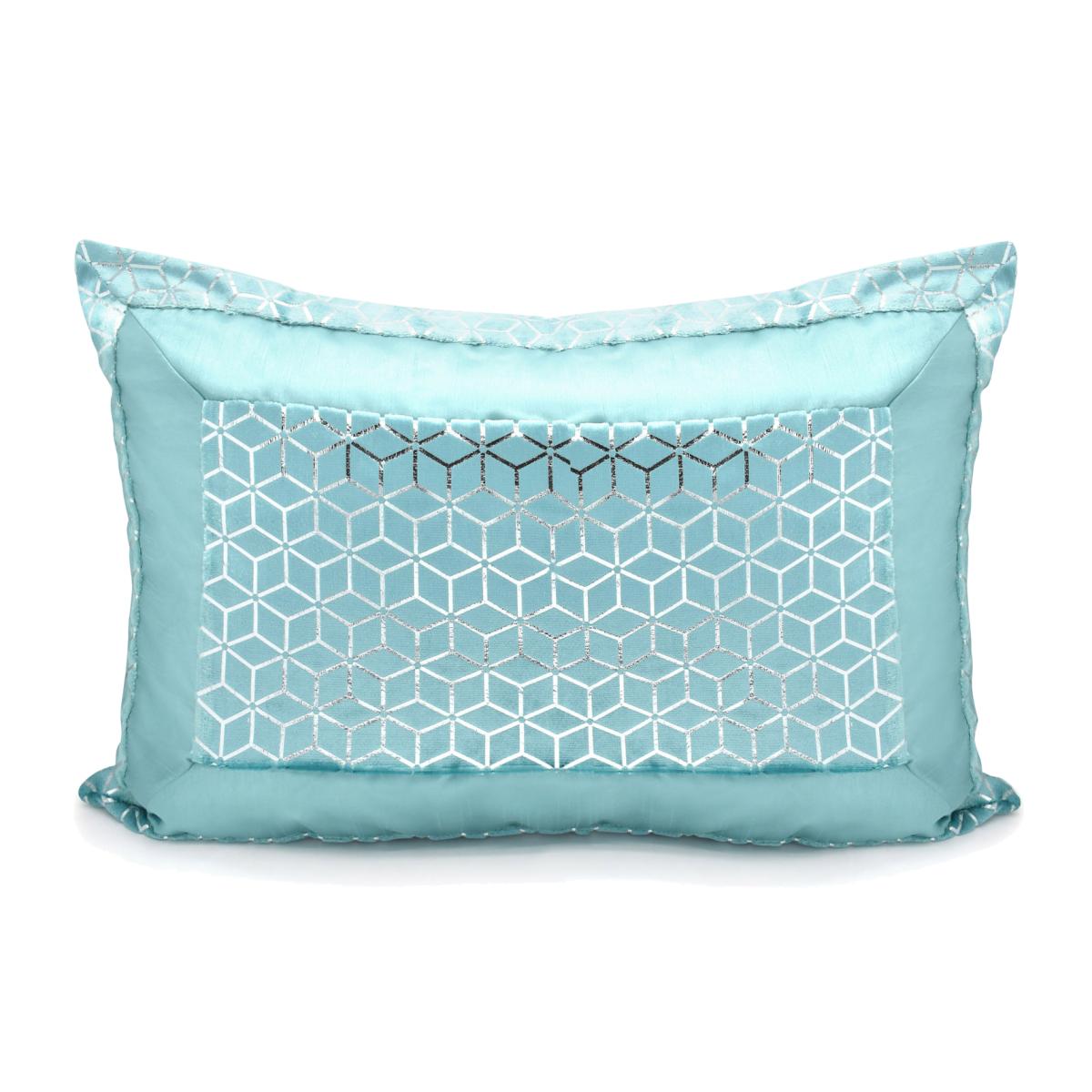 Luxury Metallic Geometric Foil Pattern Pillowsham - Duck Egg