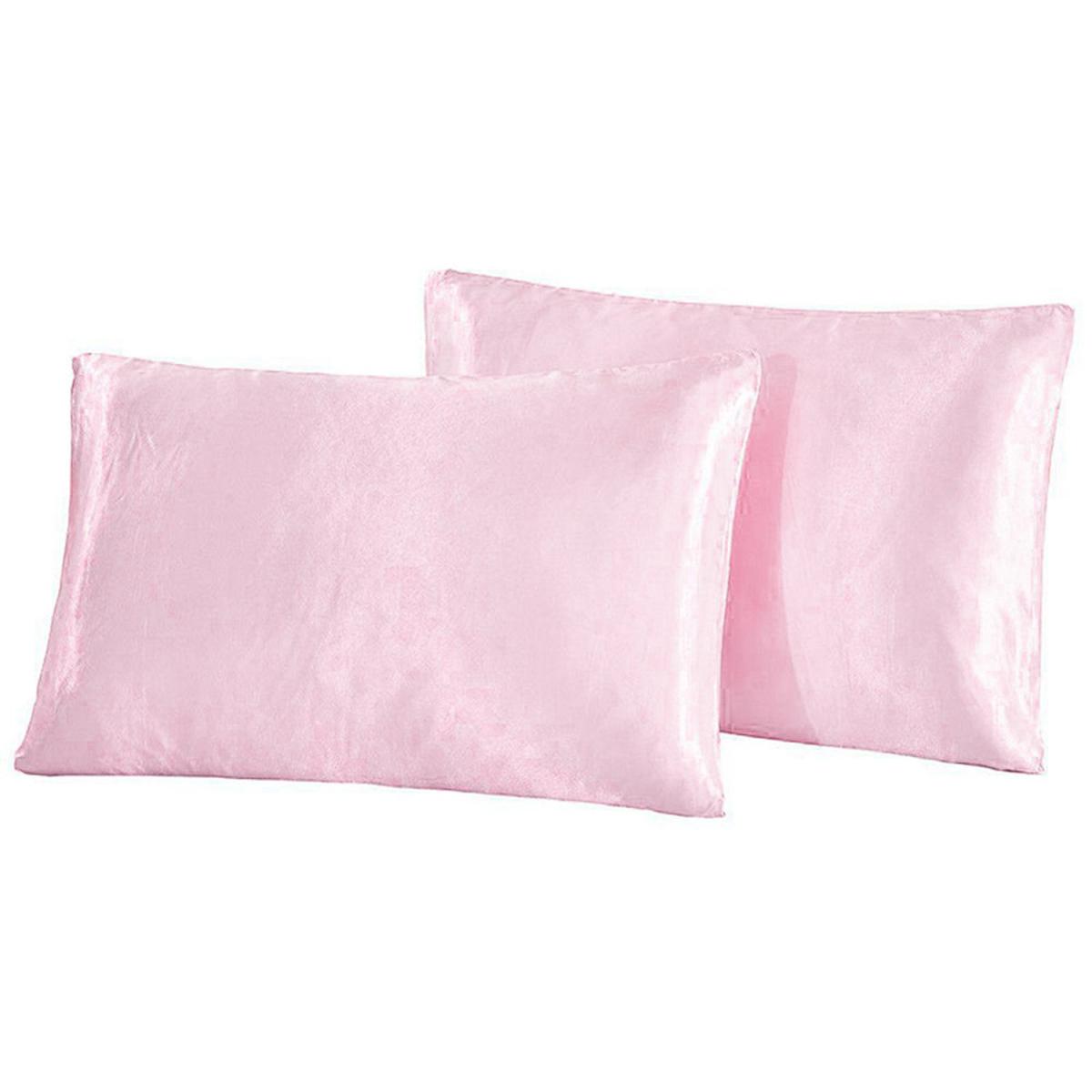 Set of 2 Satin Silk Pillowcase with Zipper Closure - Pink – image 2