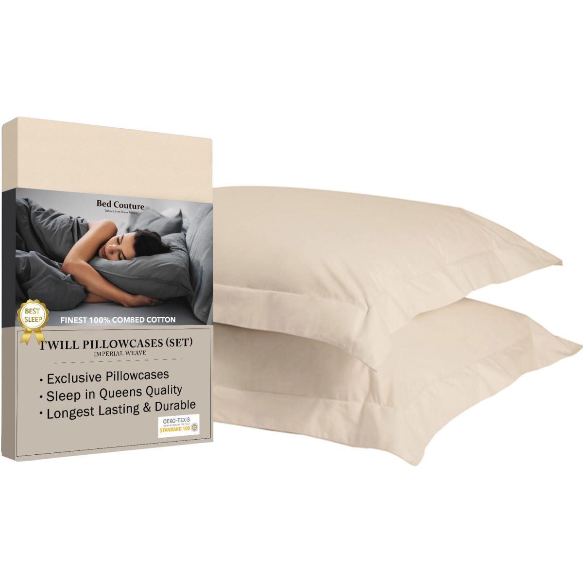 Bed Couture Imperial Twill Weave Pillow Cases 2 Pack  - Vanilla / 80cm – image 45