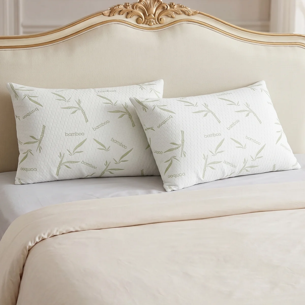 Pack of 2 Bamboo-Pattern Waterproof Pillowcases - White – image 6