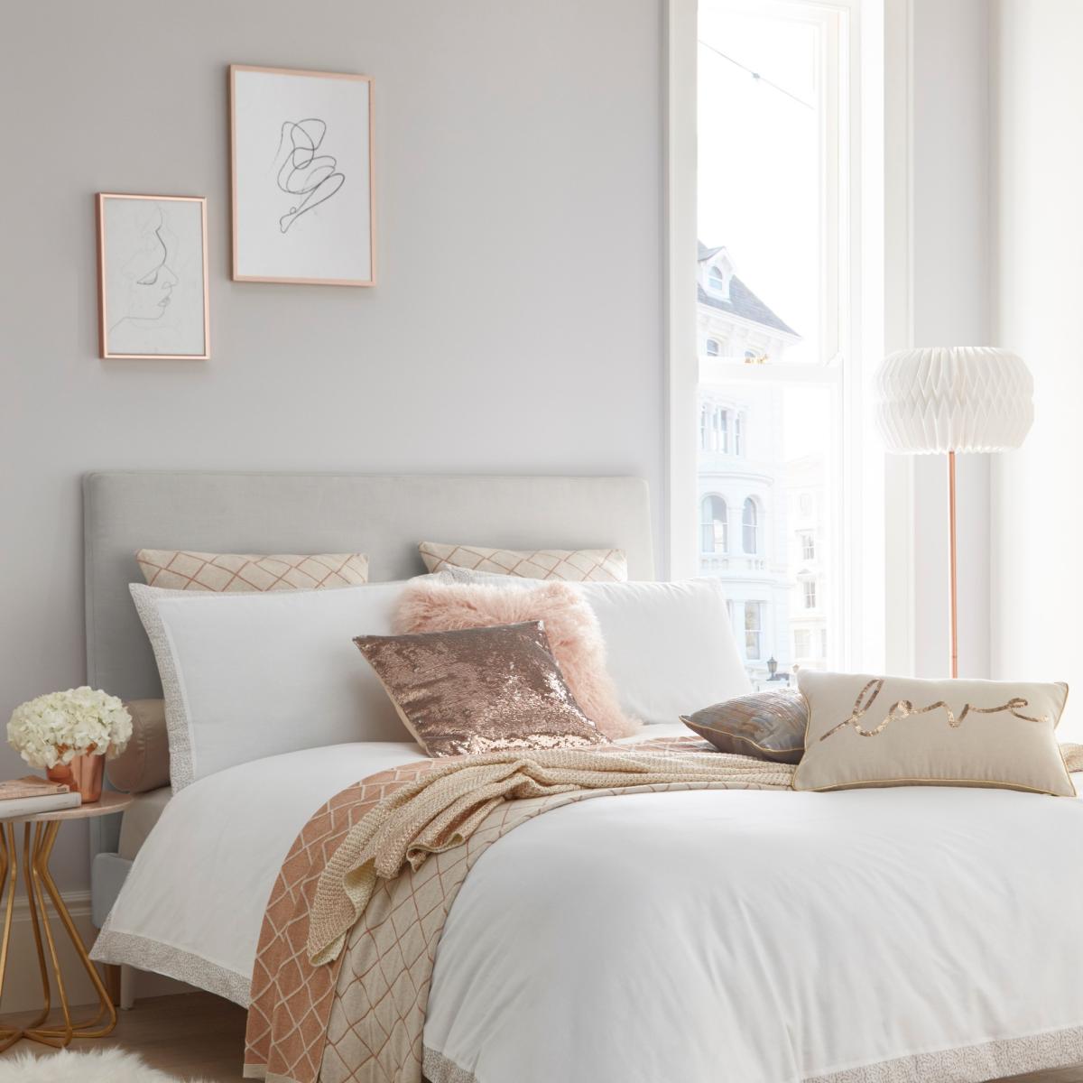 Amber Metallic Embroidered Pillowcases By Tess Daly in Rose Gold – image 2