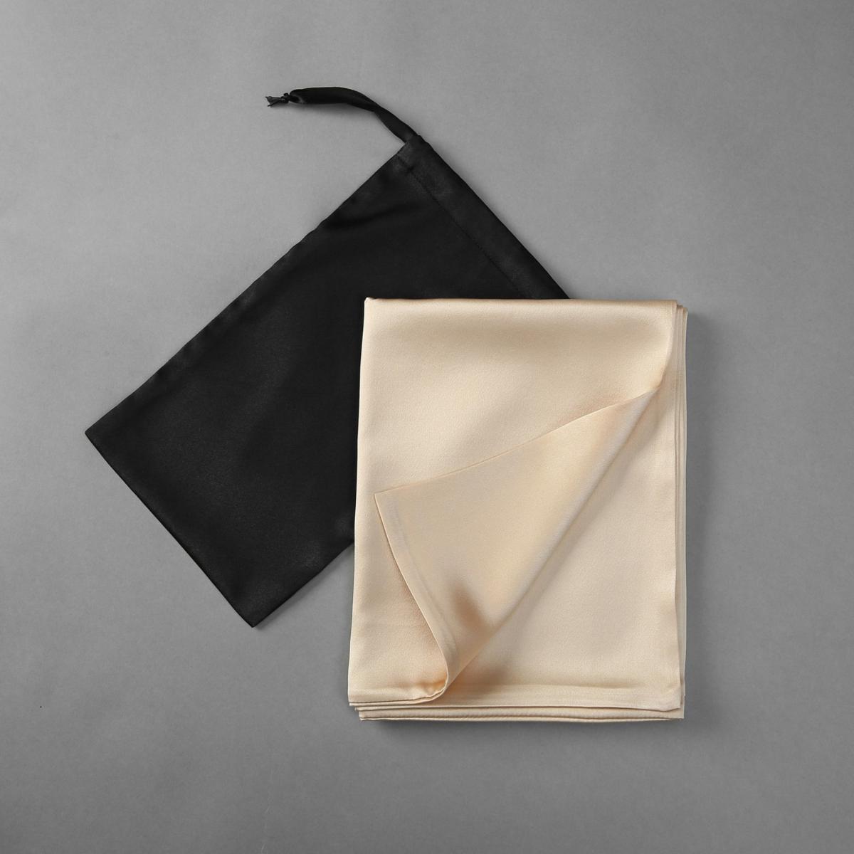 Luxury Pure Mulberry Silk Pillowcase Queen Size Drape Collection Neutrals In Champagne Us Queen Soft Strokes Silk – image 3