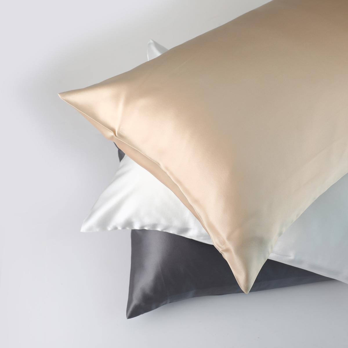Luxury Pure Mulberry Silk Pillowcase Queen Size Drape Collection Neutrals In Champagne Us Queen Soft Strokes Silk – image 4