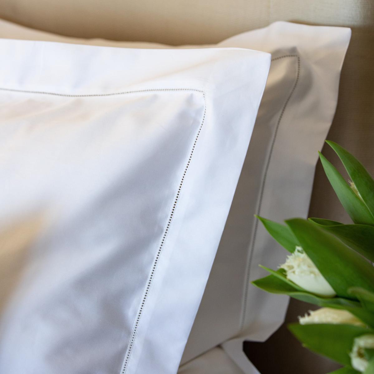 Hemstitch Standard Oxford Pillowcase - White Collection | London & Avalon – image 3