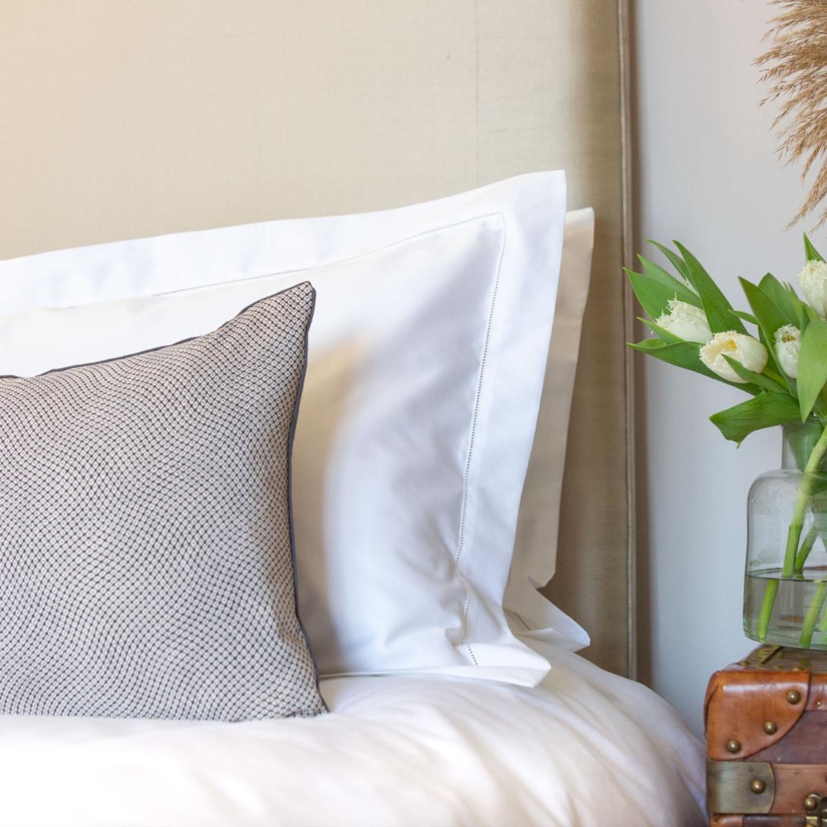Hemstitch King Oxford Pillowcase - White Collection | Uk King | London & Avalon – image 2