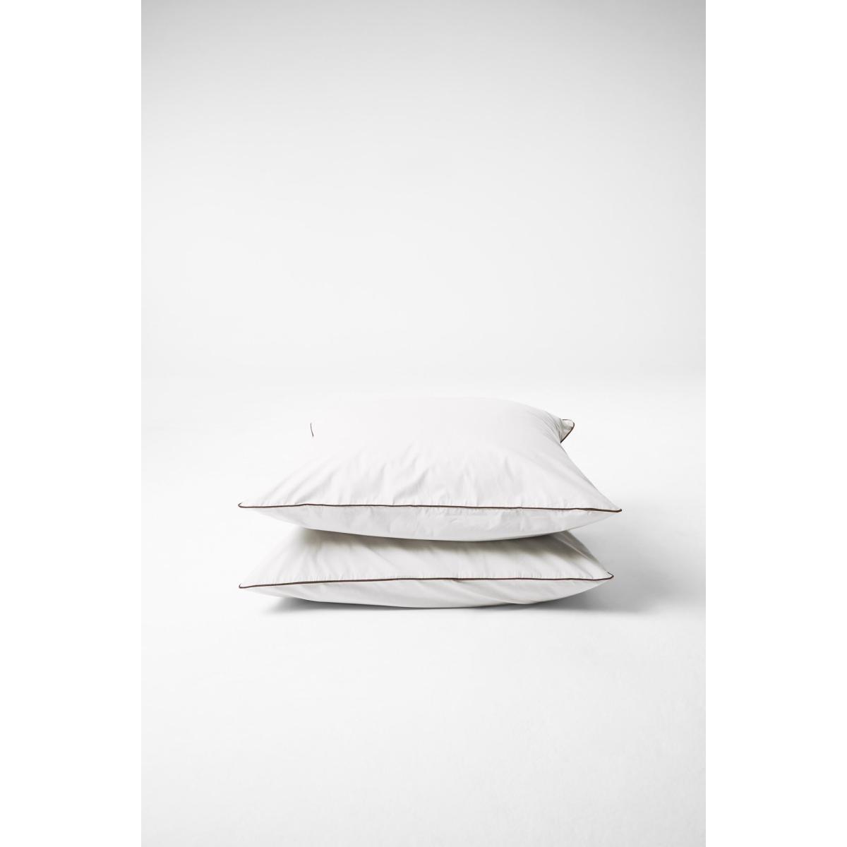 Neutrals / White / Brown Euro Pillowcase Pair In Contrast Edge, Prism With Carob Sutram – image 2