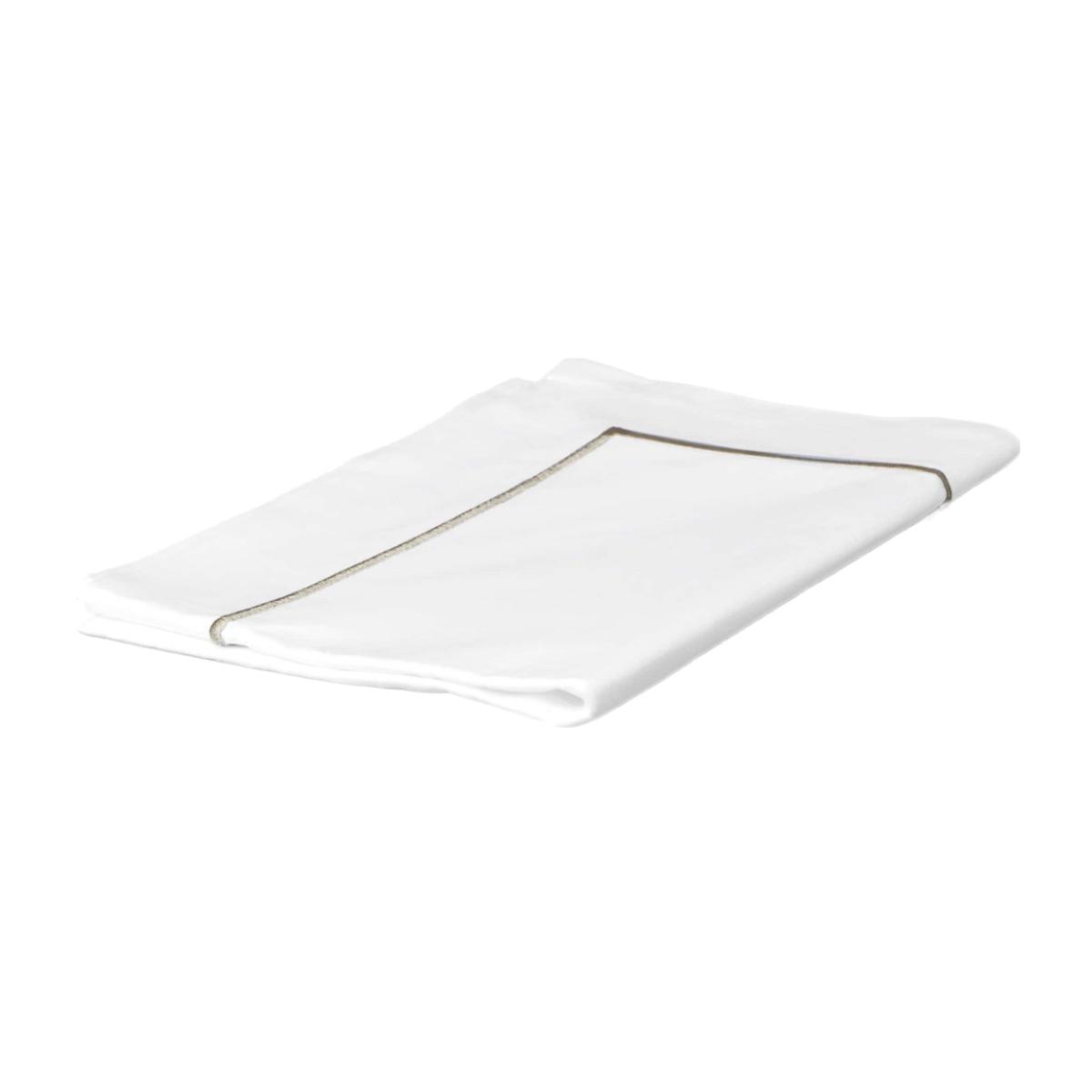 White / Silver Classic Hotel 300 Thread Count Housewife Pillowcase Pair With Coloured Embroidery Standard Silver Tielle Love Luxury by Tradelinens