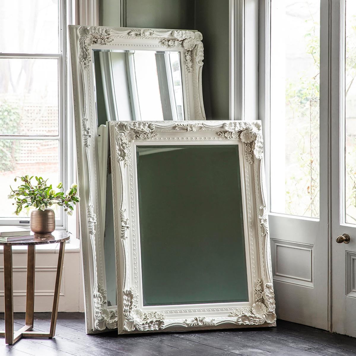 Carved Calera Leaner Mirror, Cream 90x176cm Cream – image 2