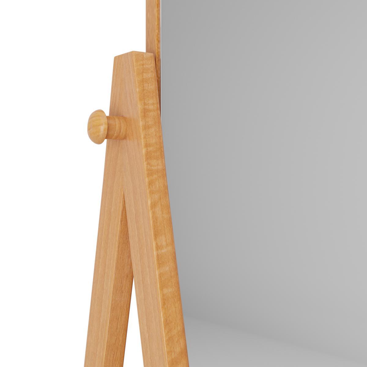 Oak Wooden Full Length Mirror with Shelf Brown – image 3