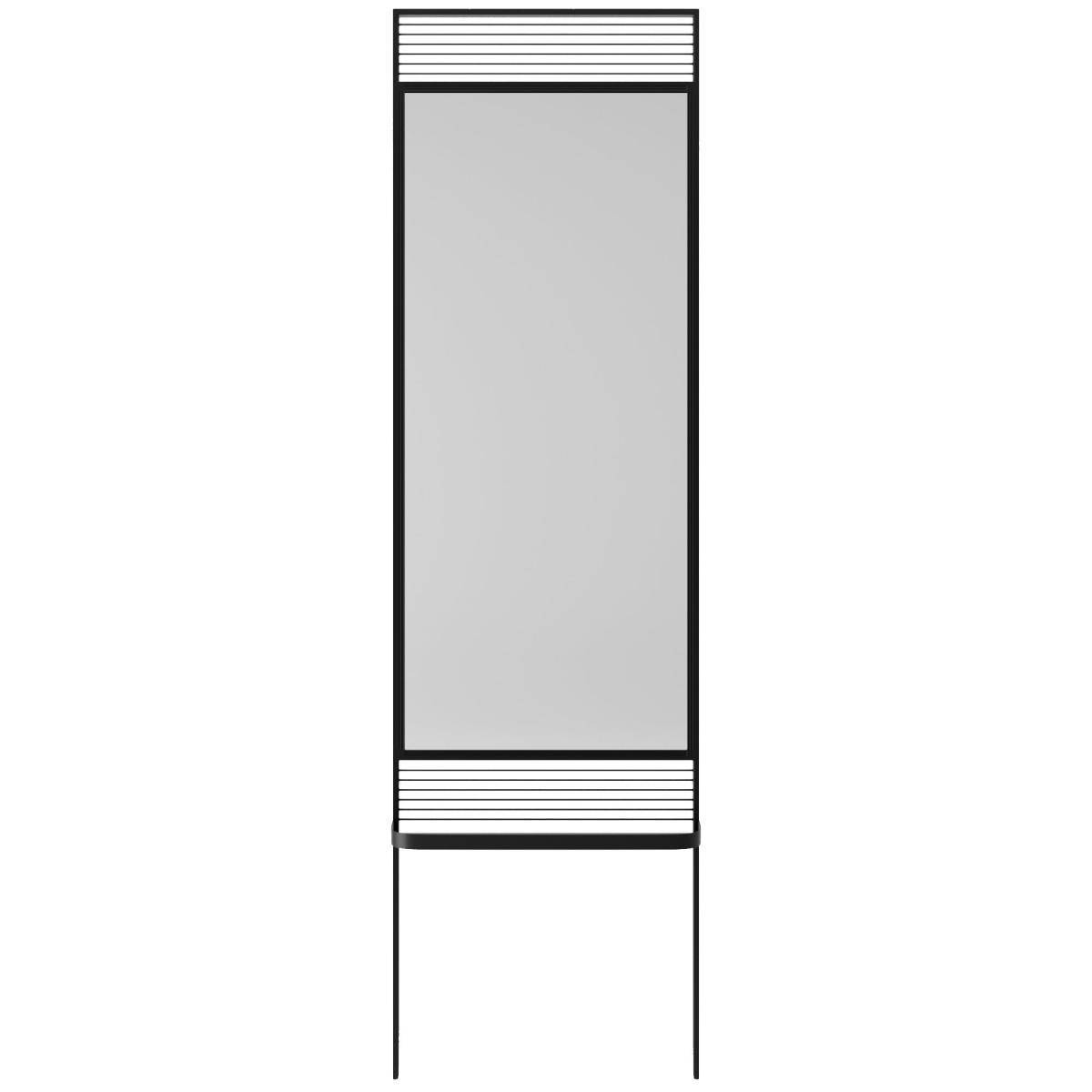 Elements Free Standing Mirror with Shelf Black – image 2