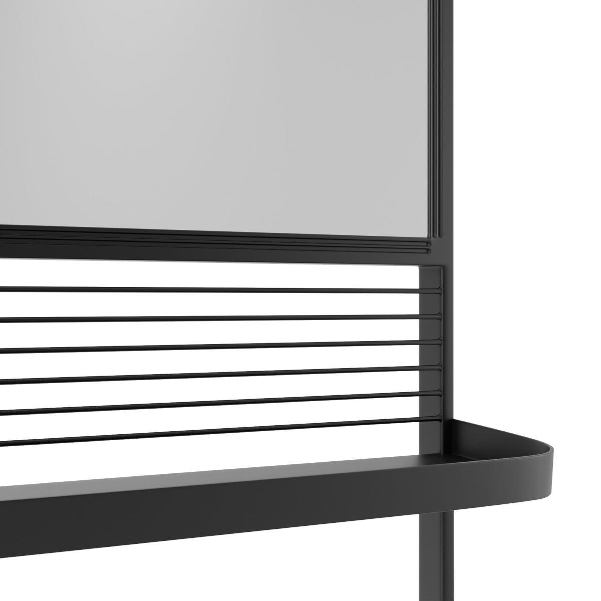 Elements Free Standing Mirror with Shelf Black – image 3