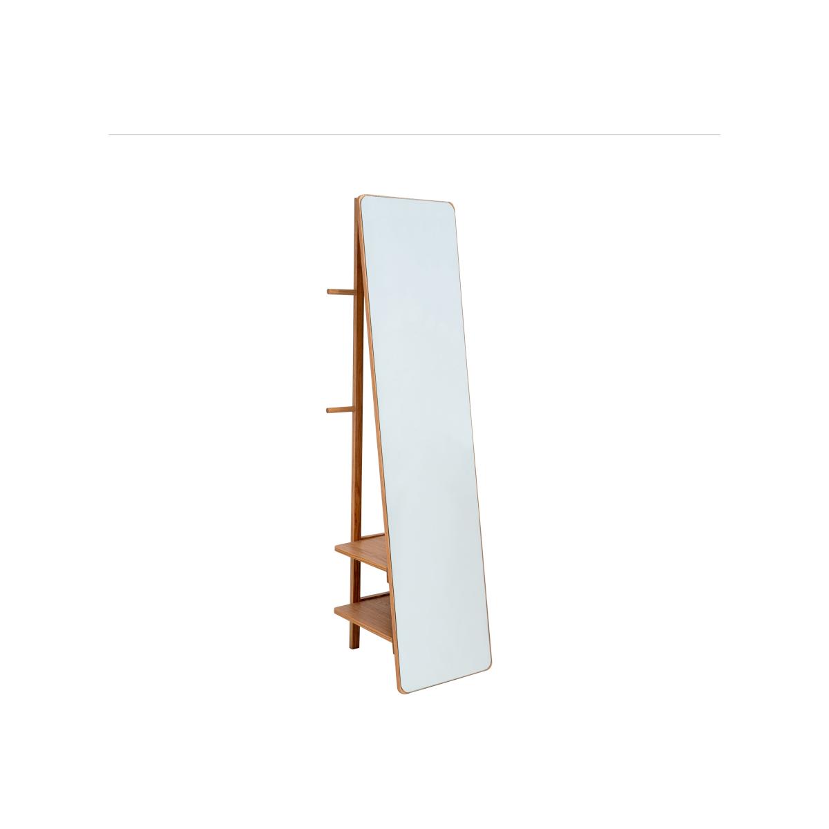 Oak Storage Mirror 160cm x 40cm Brown