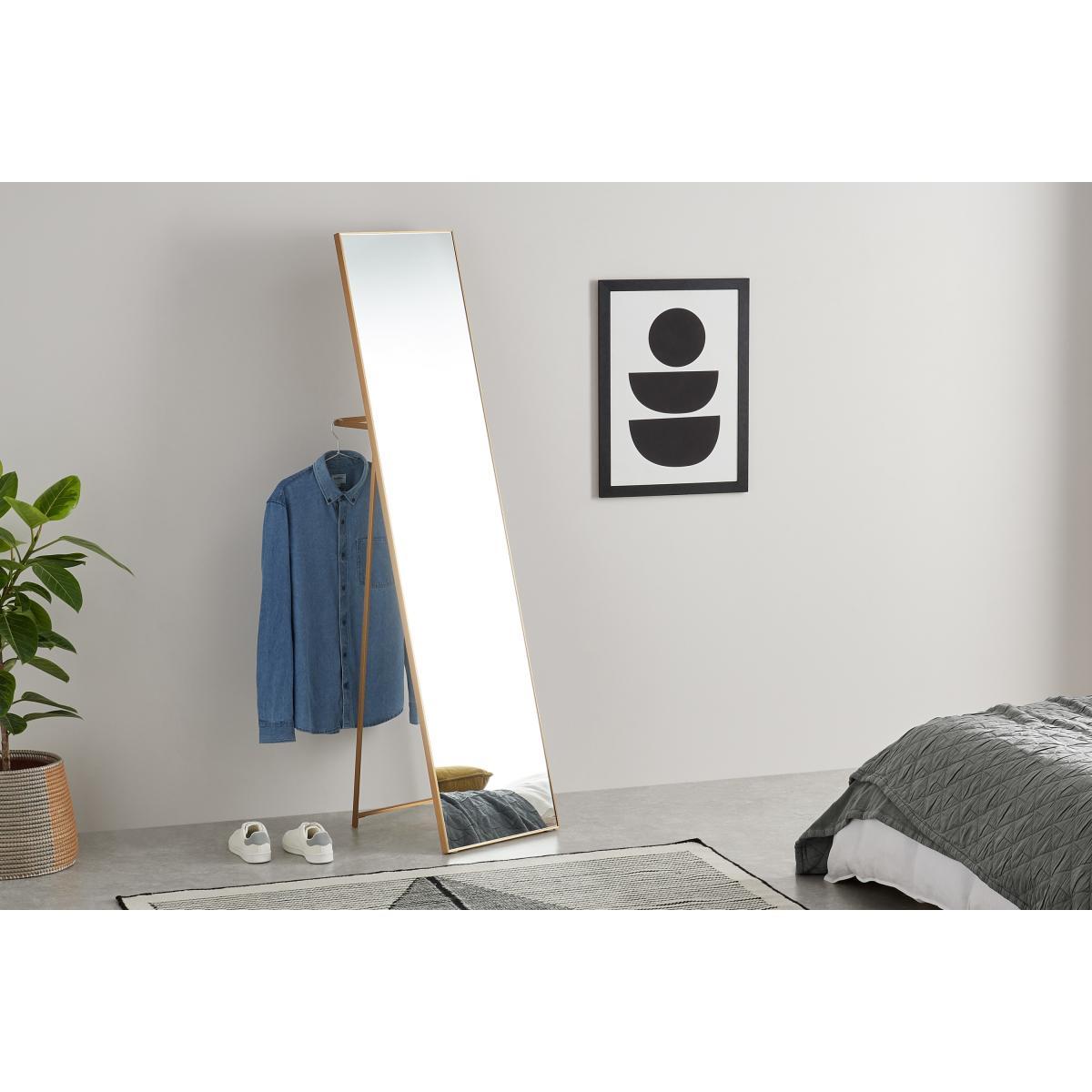 Quinton Large Freestanding Mirror with Rail, Brass – image 3