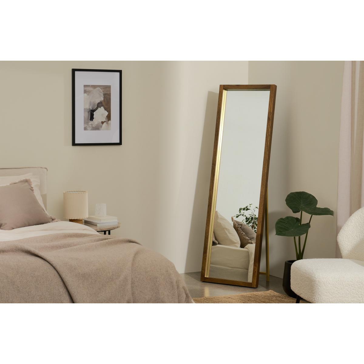 Emsworth Freestanding Mirror, 160 x 48cm, Mango Wood & Brass – image 3