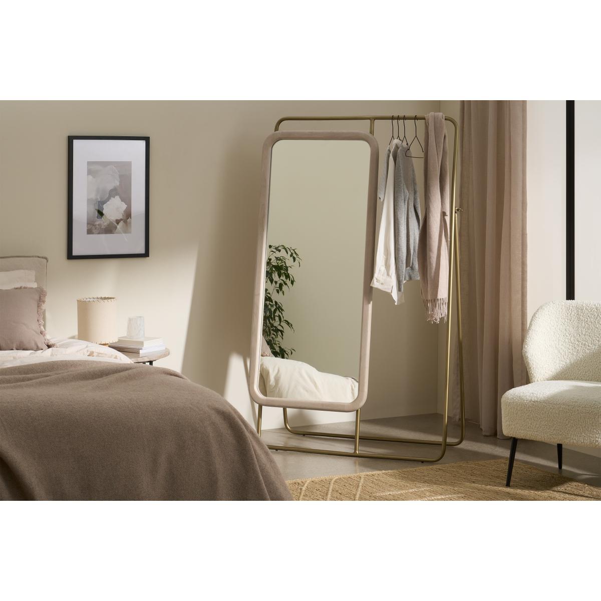 Dione Full-Length Mirror & Clothes Rail, Mango Wood & Brass – image 3