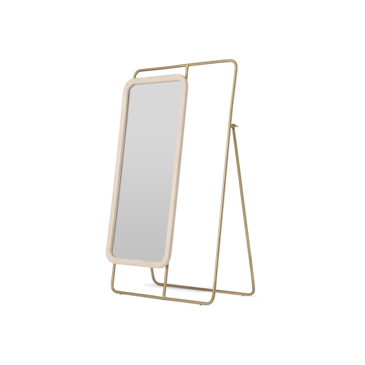 Dione Full-Length Mirror & Clothes Rail, Mango Wood & Brass – image 1