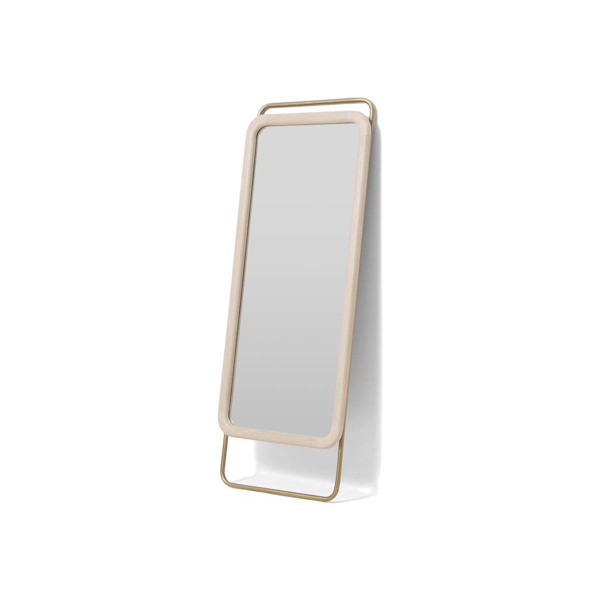 Dione Full-Length Leaner Mirror, Mango Wood & Brass – image 1