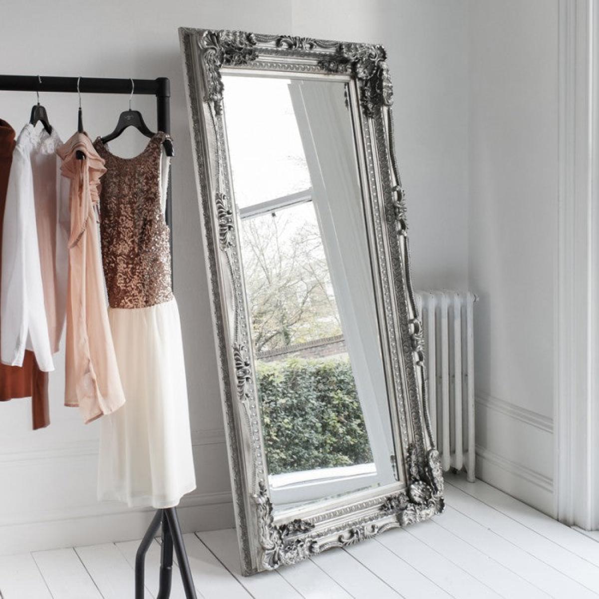 Gallery Direct Carved Louis Leaner Mirror Silver | Outlet – image 1