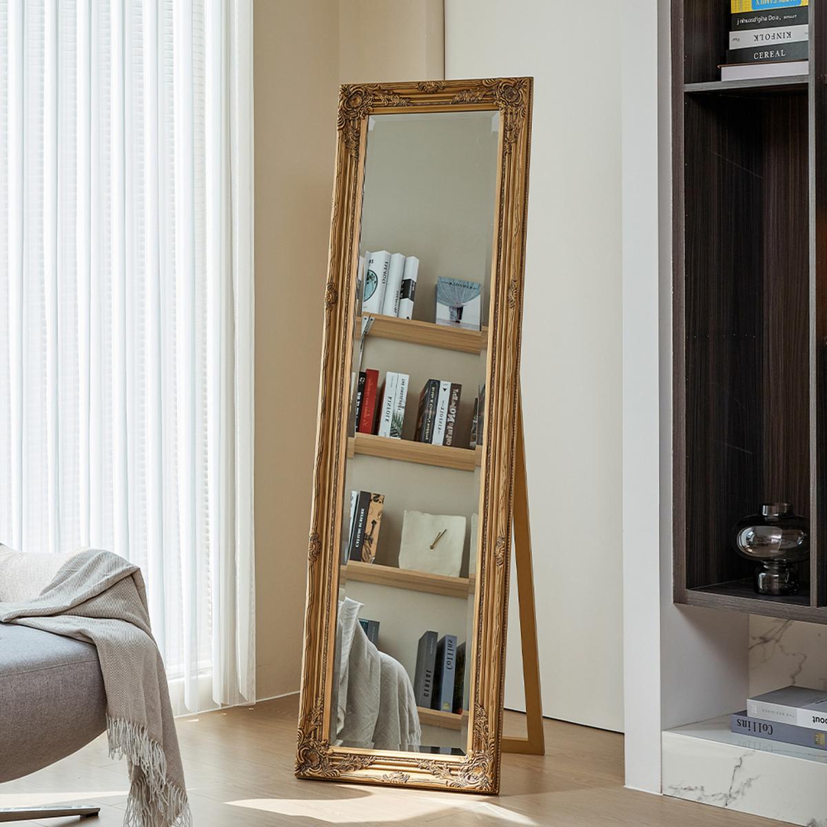 Contemporary Gold Carved Full Length Mirror - Gold – image 9