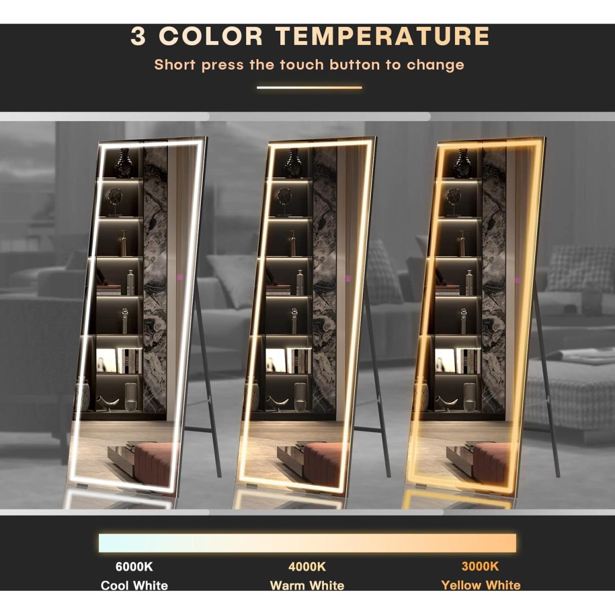 LED Full Length Mirror,Free Standing Floor Mirror - silver / 10.8kg – image 3