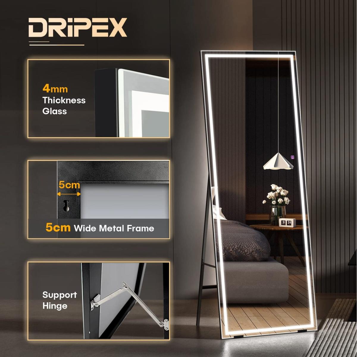 LED Full Length Mirror,Free Standing Floor Mirror - silver / 10.8kg – image 4