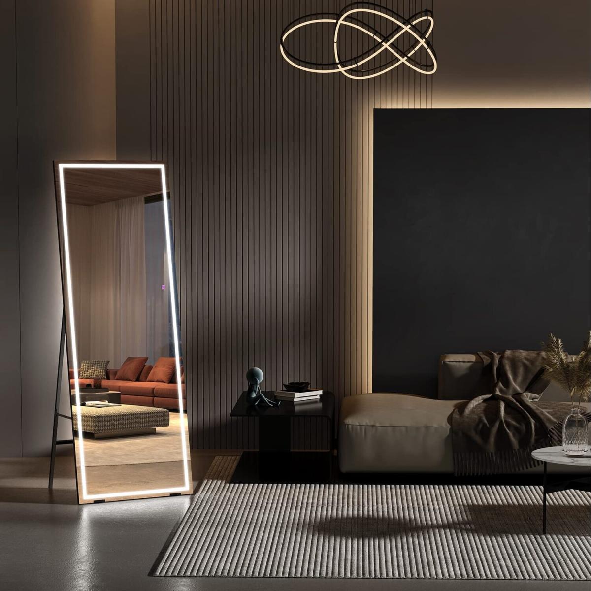 LED Full Length Mirror,Free Standing Floor Mirror - silver / 10.8kg – image 1