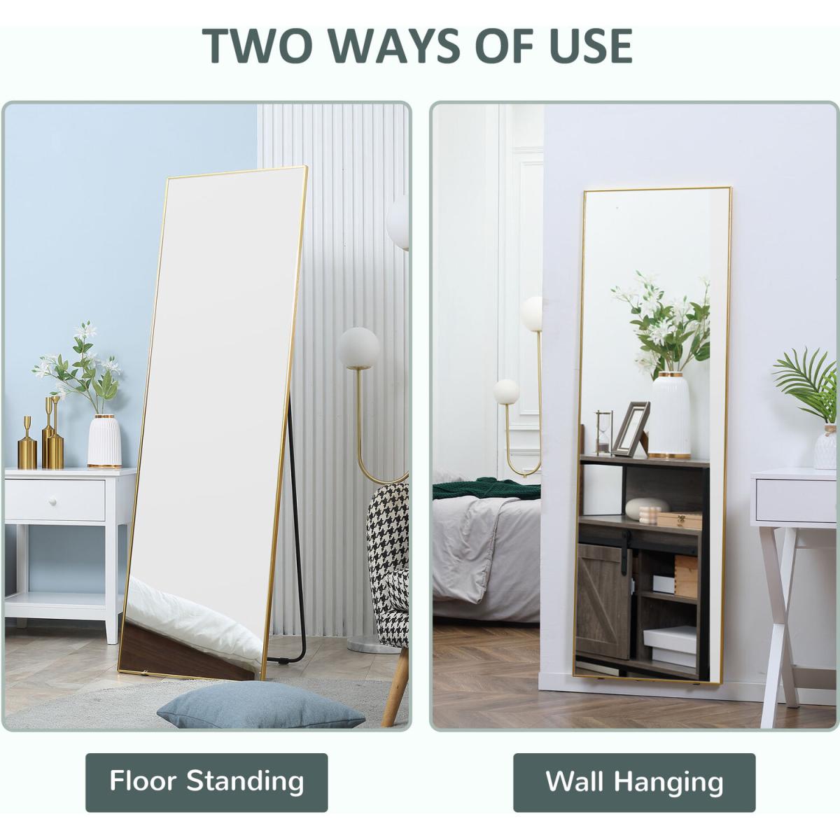 Full Length Mirror Wall-Mounted Rectangle Dressing Mirror Hallway - Gold – image 4