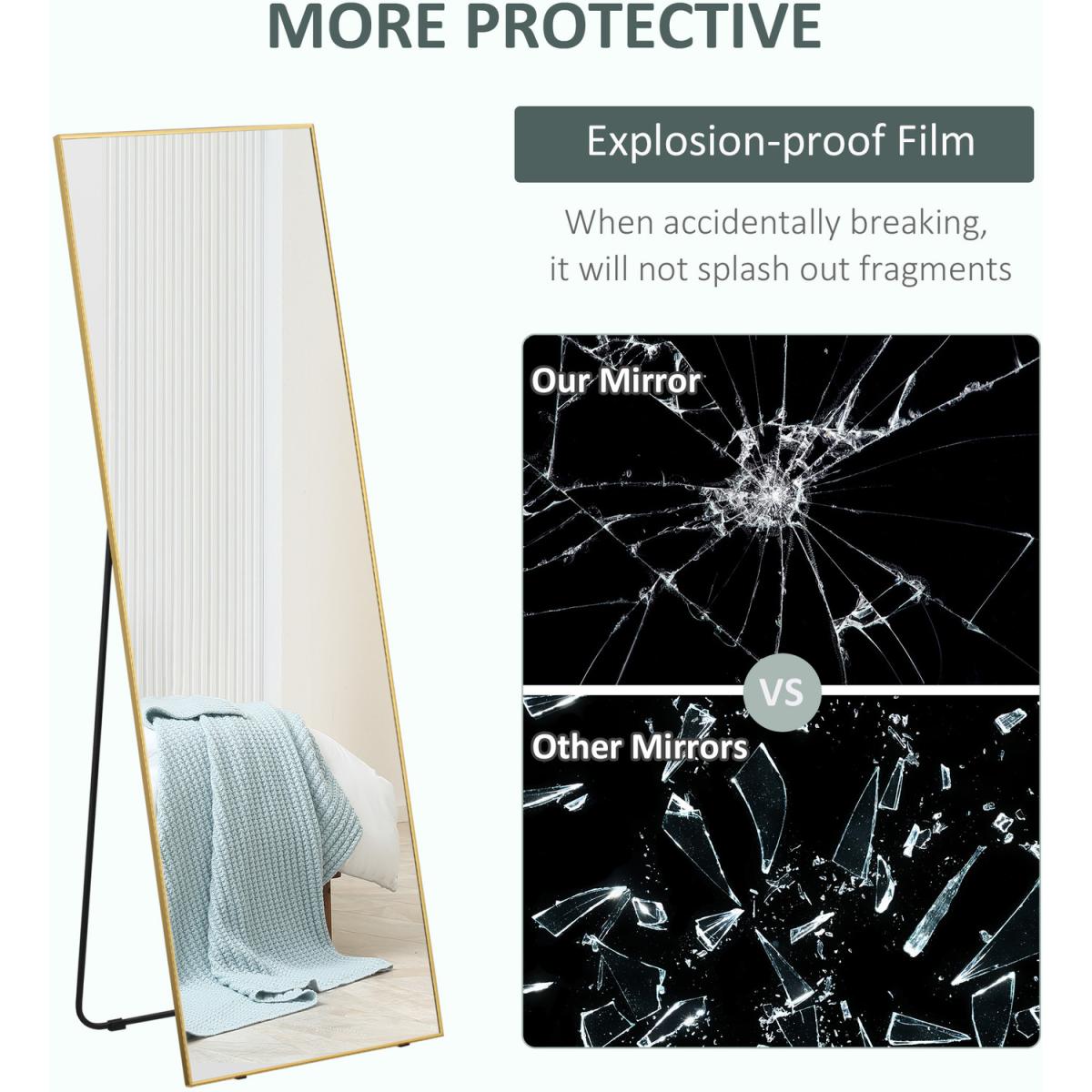 Full Length Mirror Wall-Mounted Rectangle Dressing Mirror Hallway - Gold – image 6