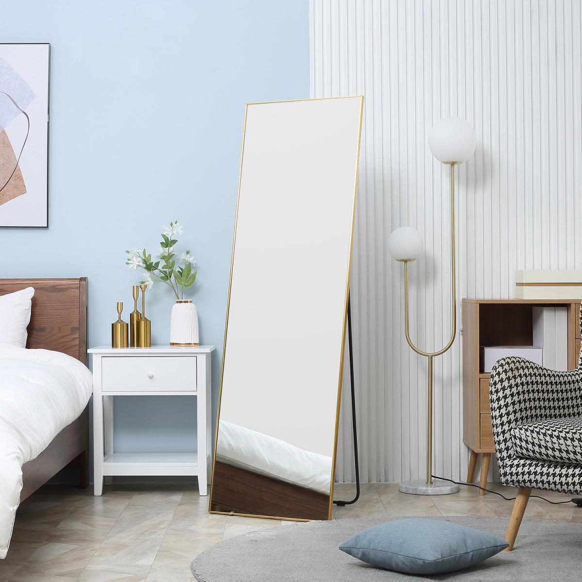 Full Length Mirror Wall-Mounted Rectangle Dressing Mirror Hallway - Gold – image 1
