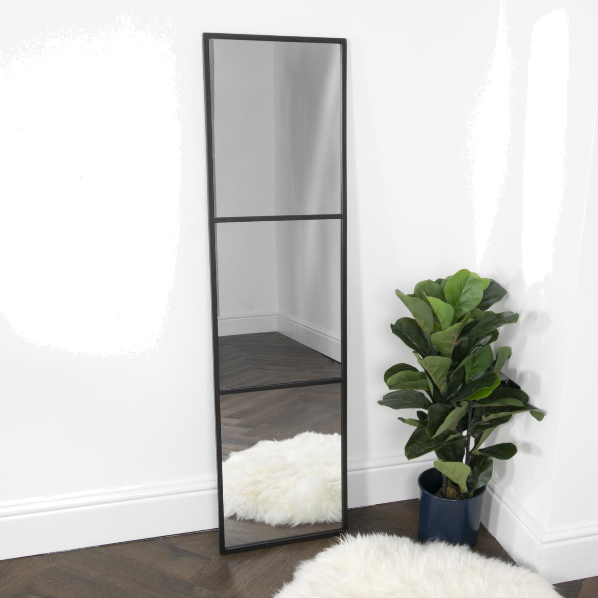 Black Window Style Floor Standing Mirror - Black – image 1