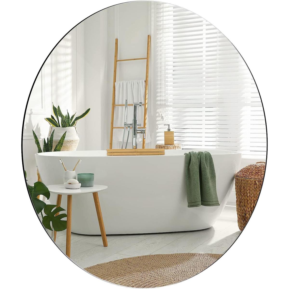 Frameless Wall Mounted Mirror with Polished Edge n Pre-Drilled Holes - silver / 2.9kg – image 2