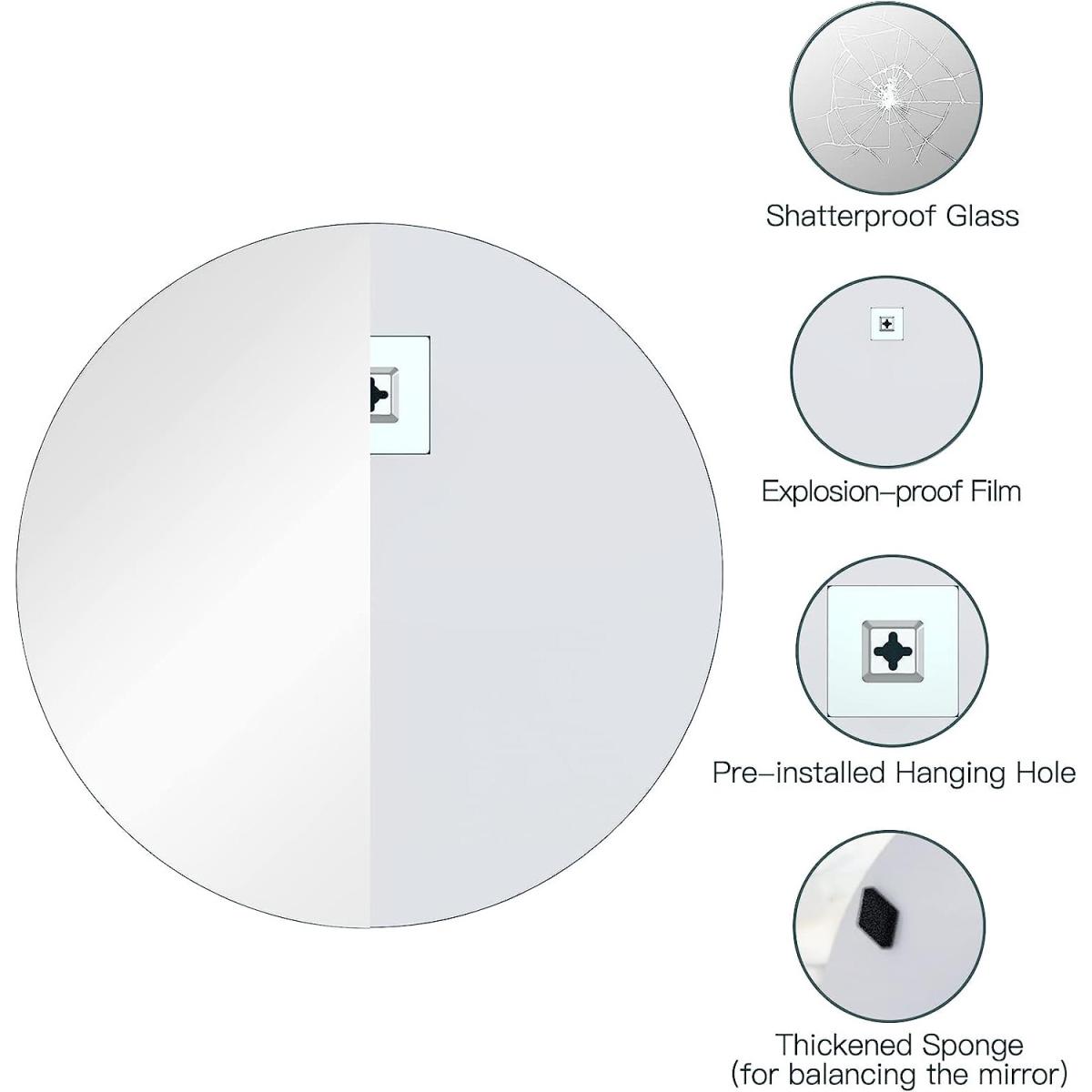 Frameless Wall Mounted Mirror with Polished Edge n Pre-Drilled Holes - silver / 2.9kg – image 3