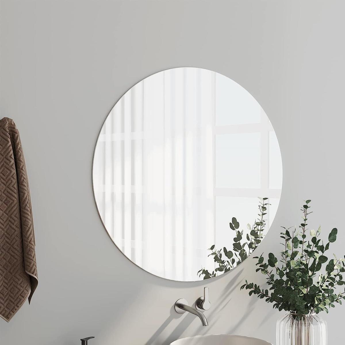 Frameless Wall Mounted Mirror with Polished Edge n Pre-Drilled Holes - silver / 2.9kg – image 1