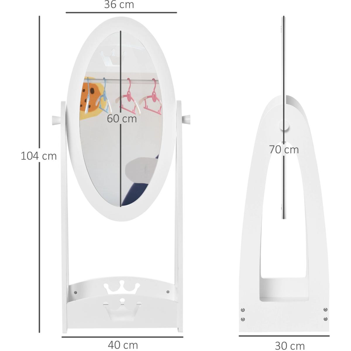 Free Standing Child's Dressing Mirror with storage shelf - White – image 6