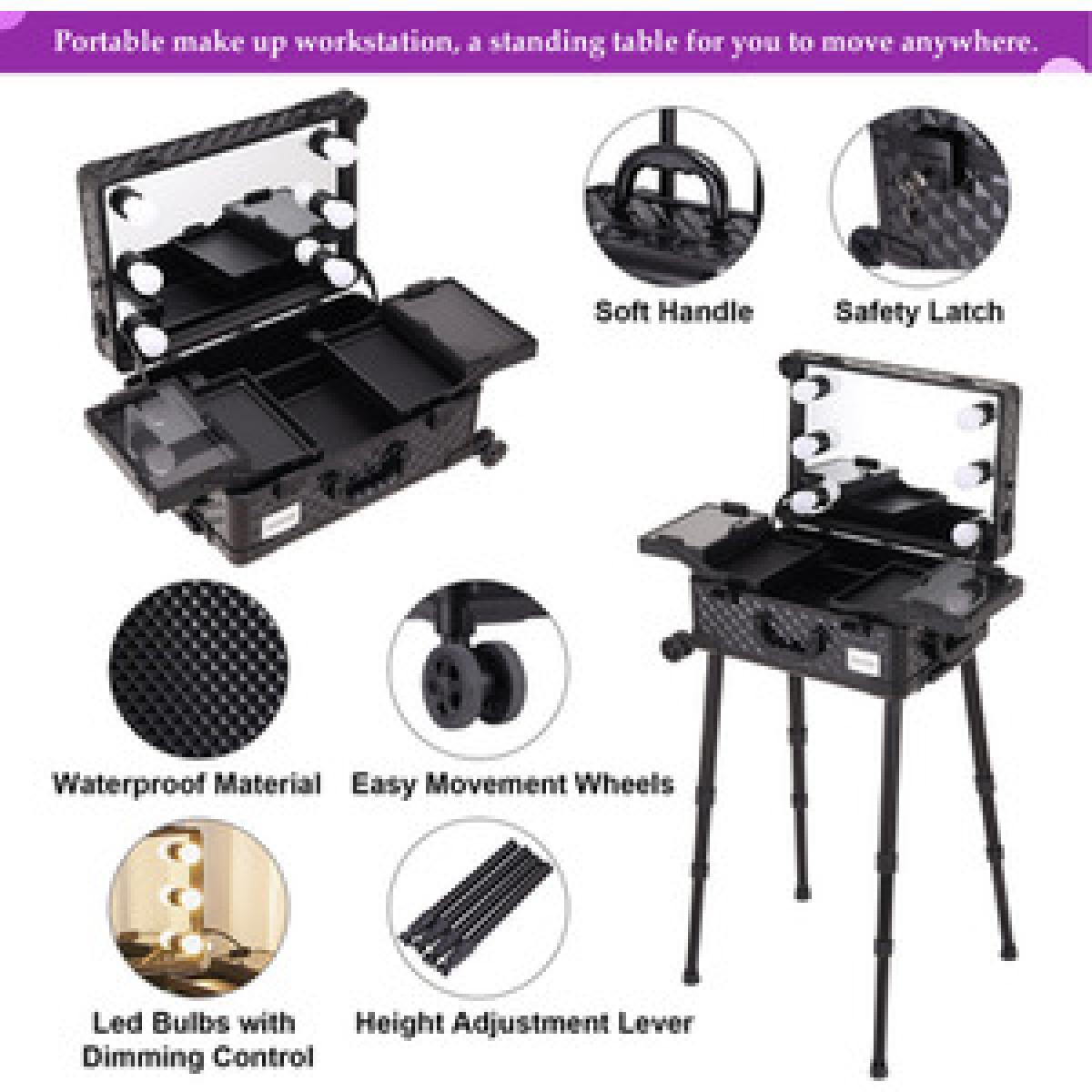 Makeup Case with Mirror Light  - Black – image 8