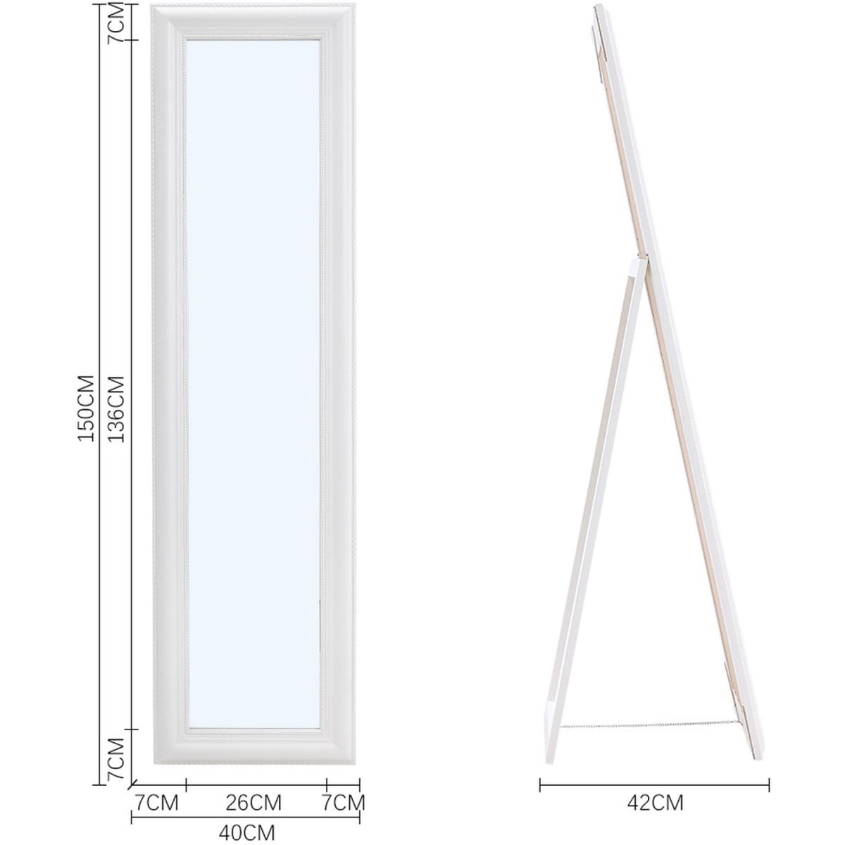 Modern Wood Beveled Elegant Black Floor Mirror - White – image 4