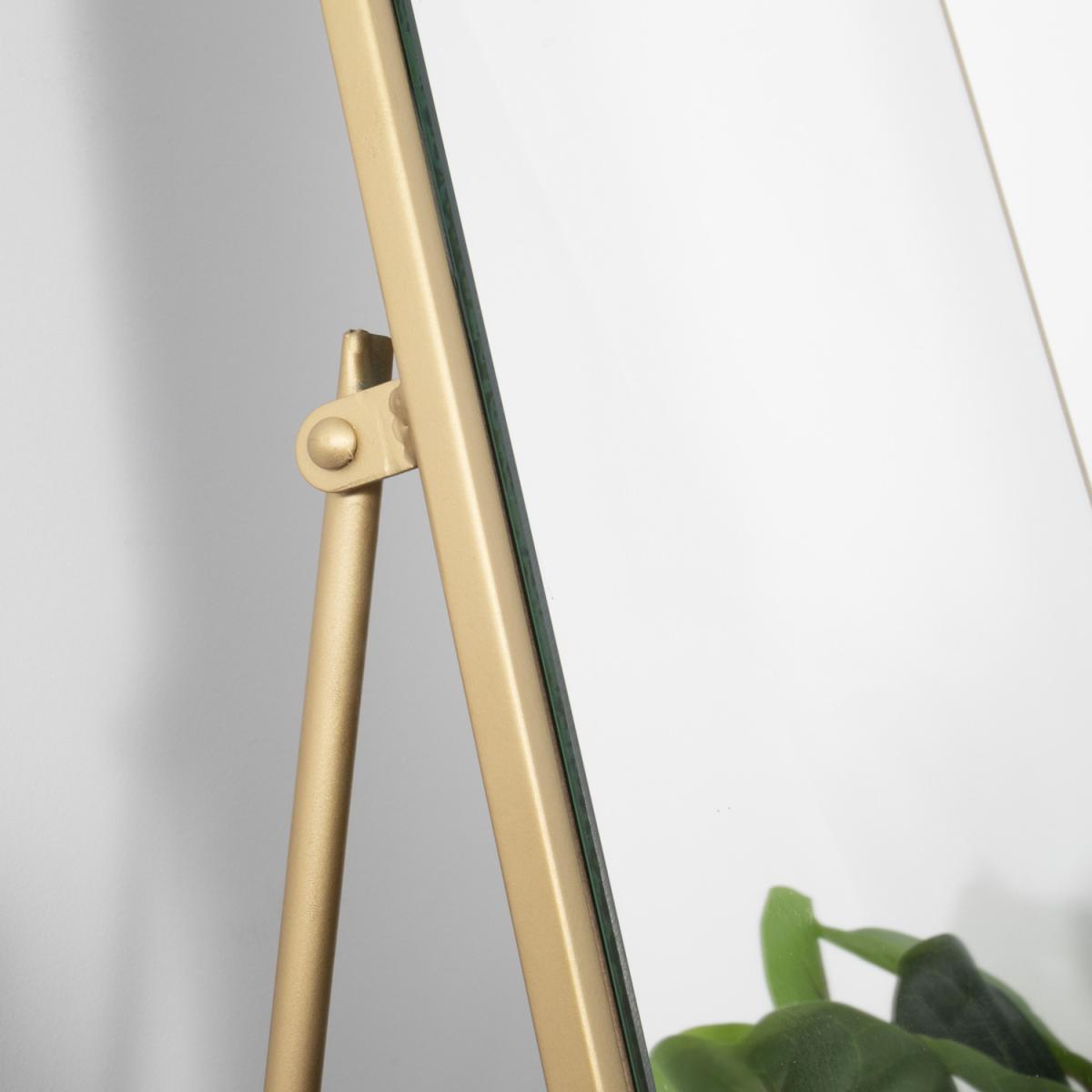 Gold Floor Standing Mirror with Rounded Detail - Gold – image 2