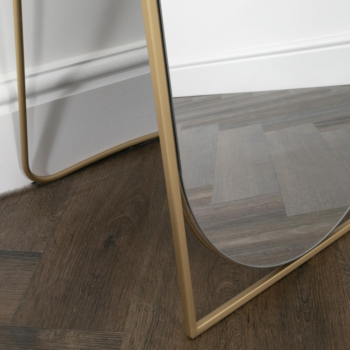 Gold Floor Standing Mirror with Rounded Detail - Gold – image 3