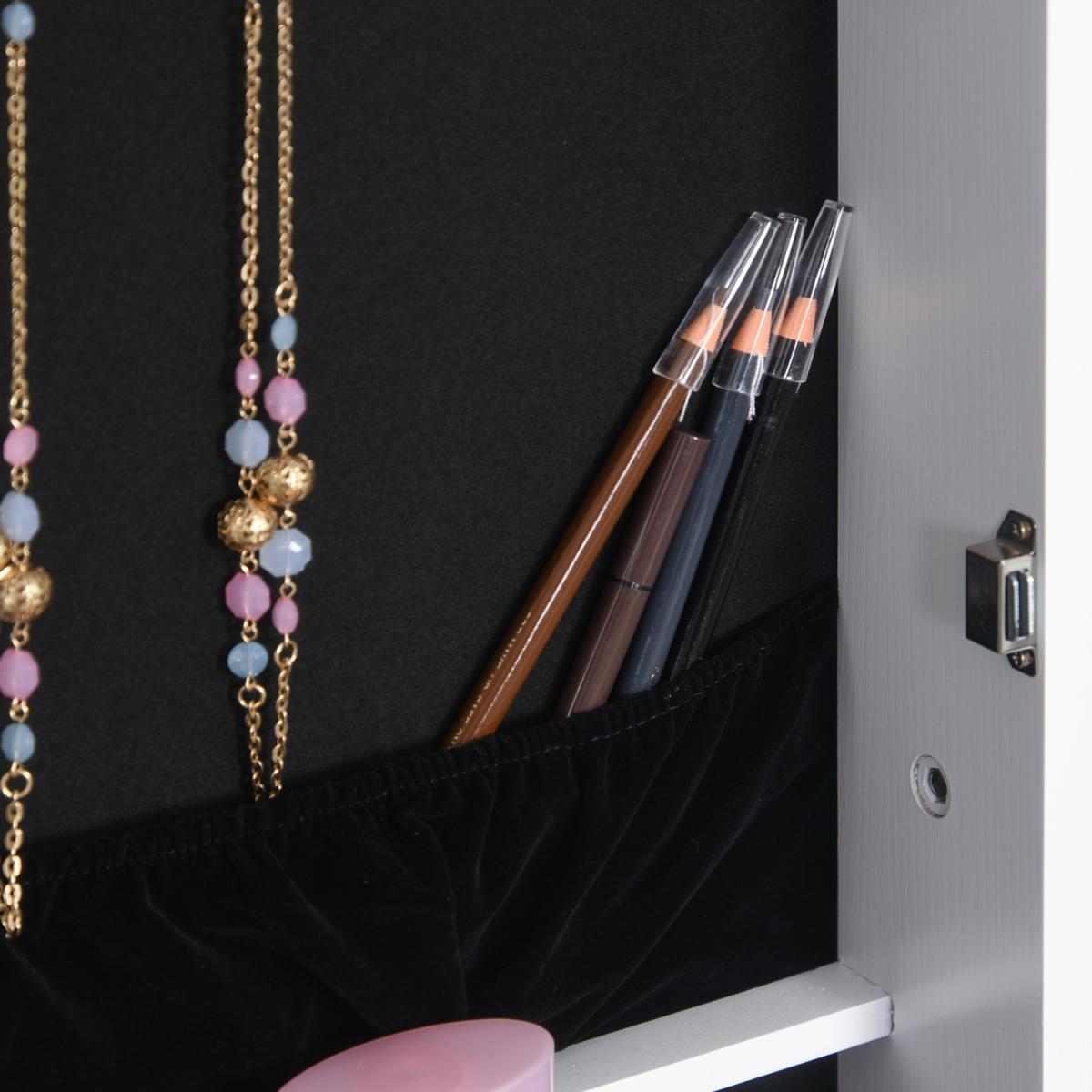 Freestanding Mirror and  Lockable Jewellery Storage - White – image 3