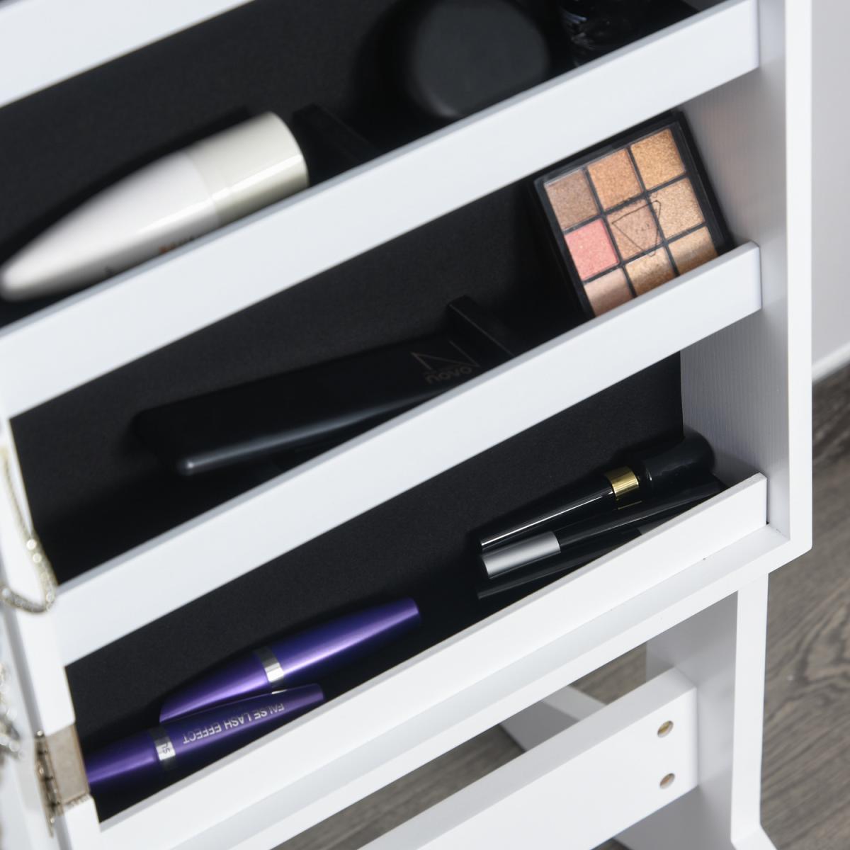 Freestanding Mirror and  Lockable Jewellery Storage - White – image 5