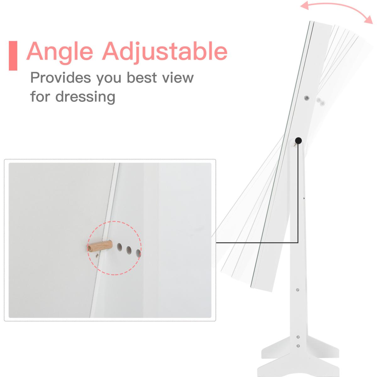 Freestanding Mirror and  Lockable Jewellery Storage - White – image 7