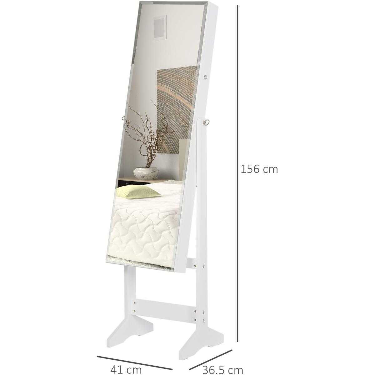 Freestanding Mirror and  Lockable Jewellery Storage - White – image 10