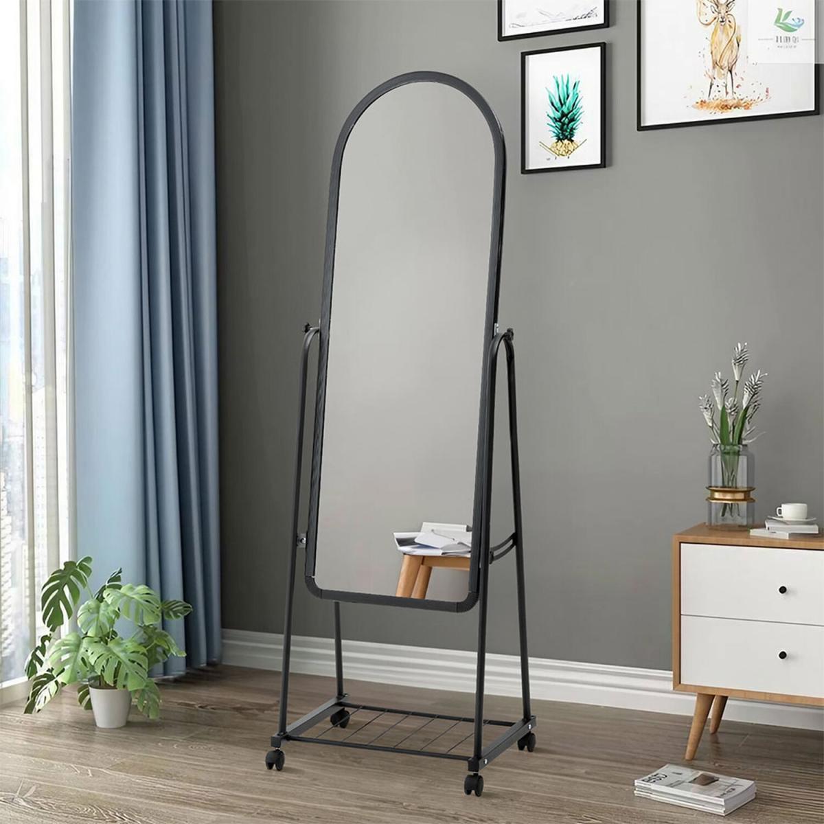 Mobile Arched Full Length Dressing Mirror with Bracket - Black / 45cm W x 160cm H – image 6