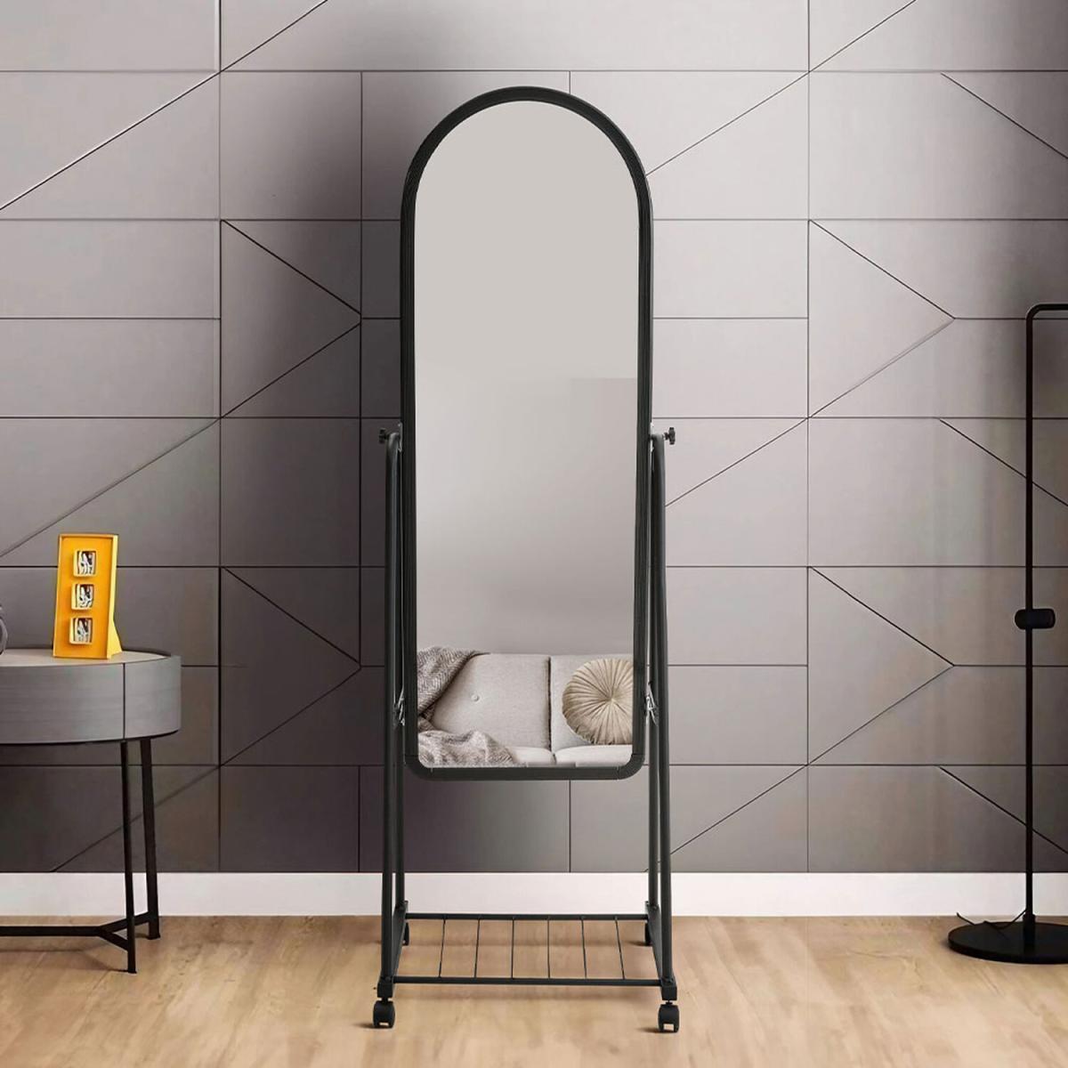 Mobile Arched Full Length Dressing Mirror with Bracket - Black / 45cm W x 160cm H – image 1