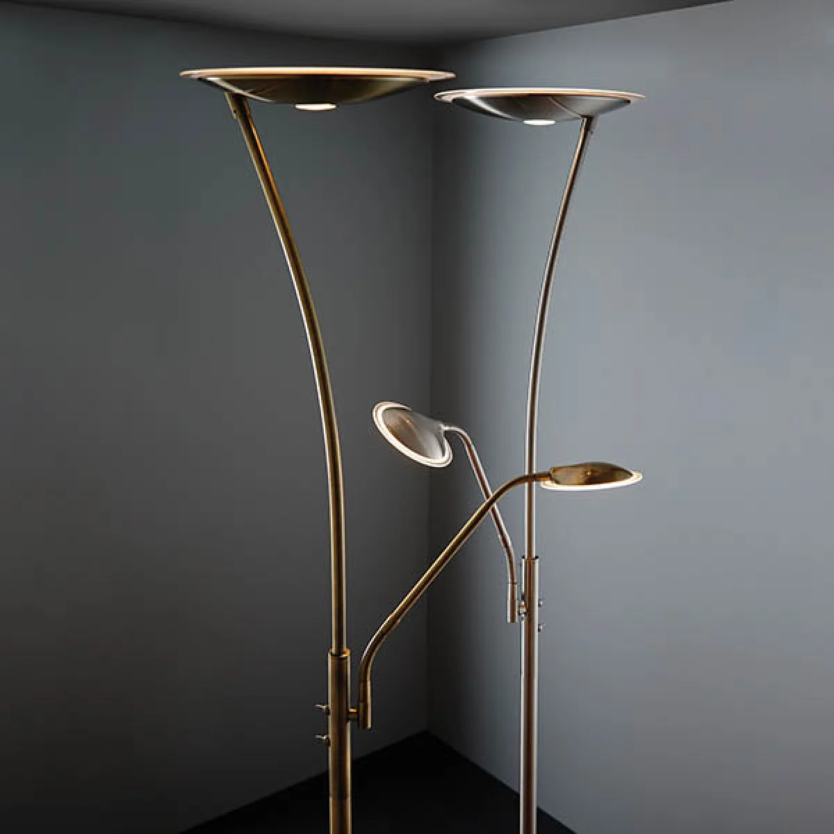 Alassio Mother & Child Task Floor Lamp Antique Brass – image 2